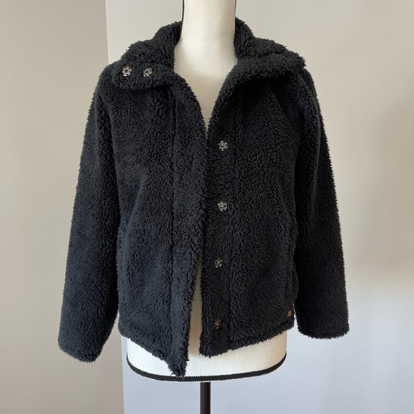 Billabong cozy days black sherpa jacket in a size large - Picture 7 of 15